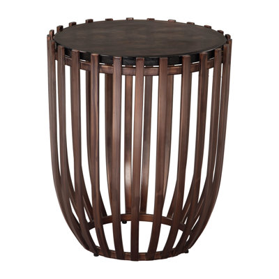 22" Bronze Iron Free Form Pedestal End Table