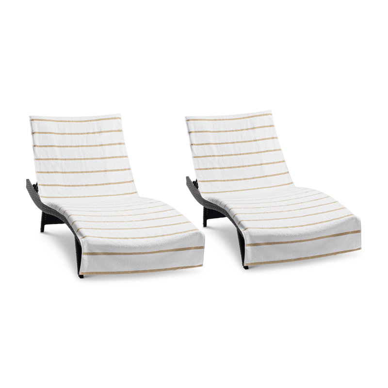 Arkwright Las Rayas Chaise Cover 30x85 White (2/Pack), Beige, Striped