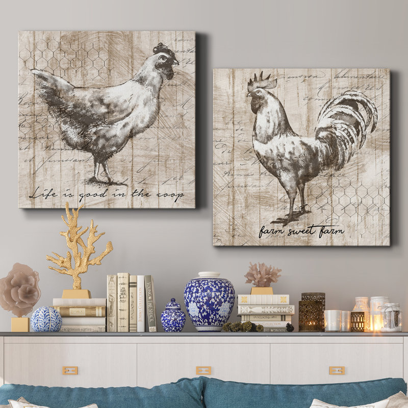 Farm Farm - Ensemble de 2 toiles tendues, H 16 po x l 32 po x P 1 po