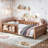 Twin Size Kids Floor Bed With Fence And Built-in Bookshelf,Twin Size Montessori Floor Bed With Slats And Safety Guardrail,Easy Assemble Montessori Beds for Kids, Natural Floor Beds-1949013745