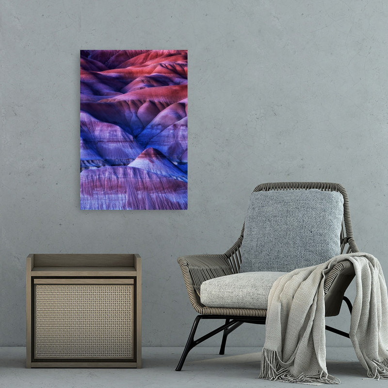 Ondes ondulées colorées abstraites colorées, paysage dramatique, violet, paysage, impression murale, H 36 po x l 24 po