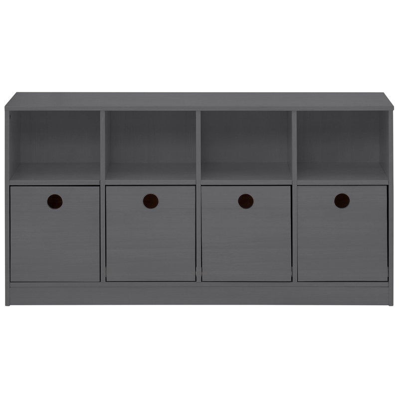 Fionna 65 cm H x 124.5 cm W Solid Wood Cube Bookcase, Grey