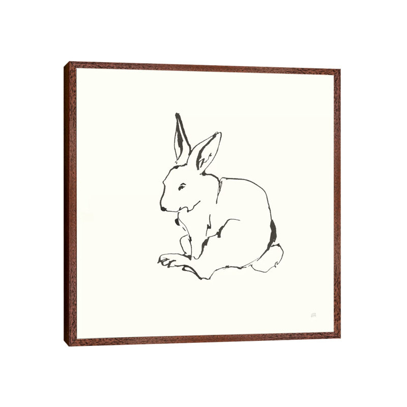 Line Bunny I by Chris Paschke - Painting on Canvas, 45.72cm H x 45.72cm W x 3.81cm D, Classic Brown Wood Framed Canvas
