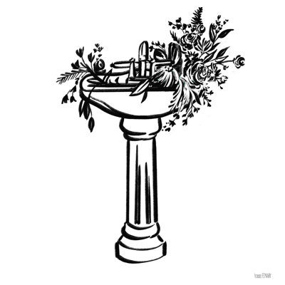 " Vintage Floral Sink " by House Fenway Painting Print