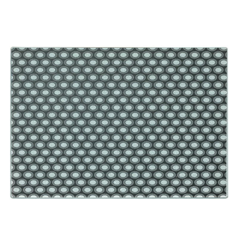 Ambesonne Geometric Tempered Glass Cutting Board Circular Disc Forms White
