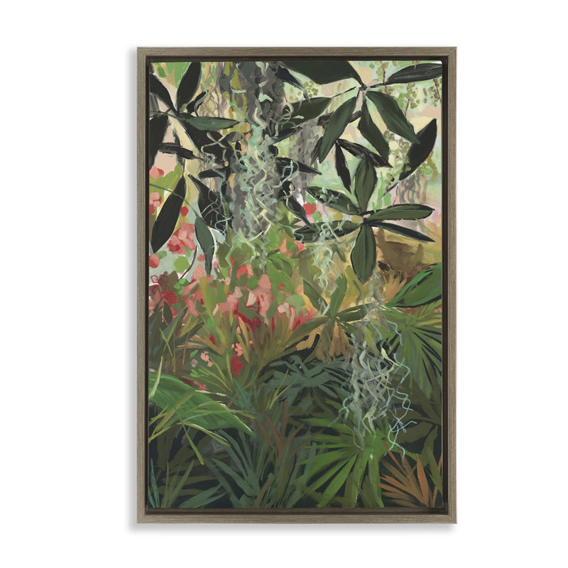  Toile flottante encadrée «Dense Rain Forest Plants» par Jenny Westenhofer, H 31 po x l 21 po, Cadre flottant orme Montalcino