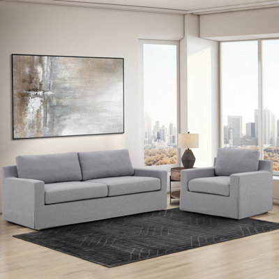 Rosalina 2pc Fabric Slipcover Sofa Collection (S/Ch), Gray