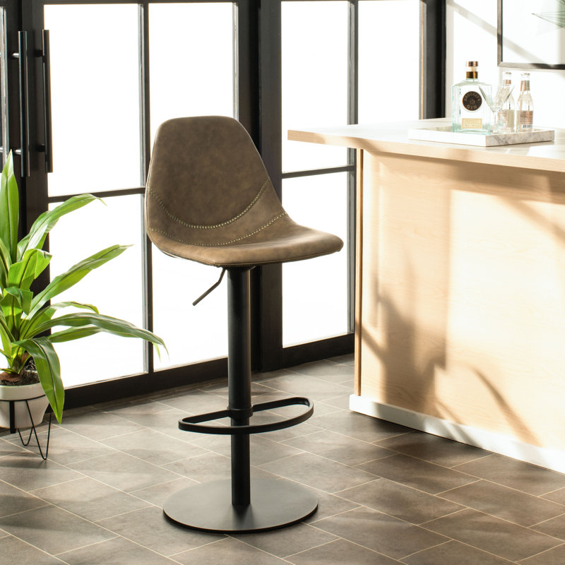 Safeta Swivel Upholstered Adjustable Height Counter Stool, Olive