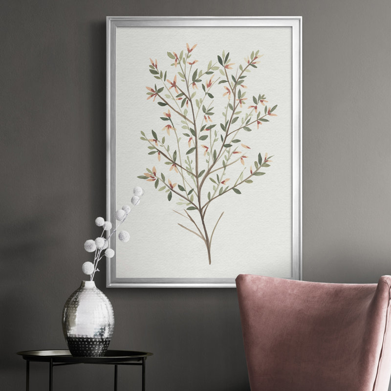 Toile simple encadrée Premium Sprig III - prête à être accrochée, H 42,5 po x l 30,5 po x P 1 po, Cadre argenté