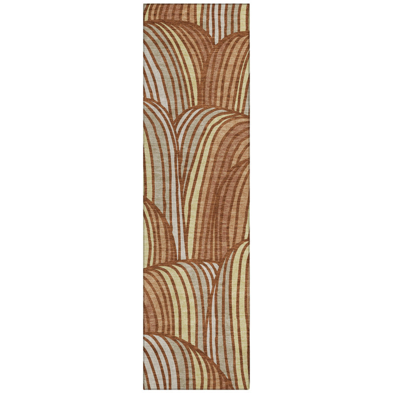 Machine Washable Indoor/Outdoor Chantille ACN2546 Mid-Century Modern Rug, Runner 2'3" x 7'6", Paprika