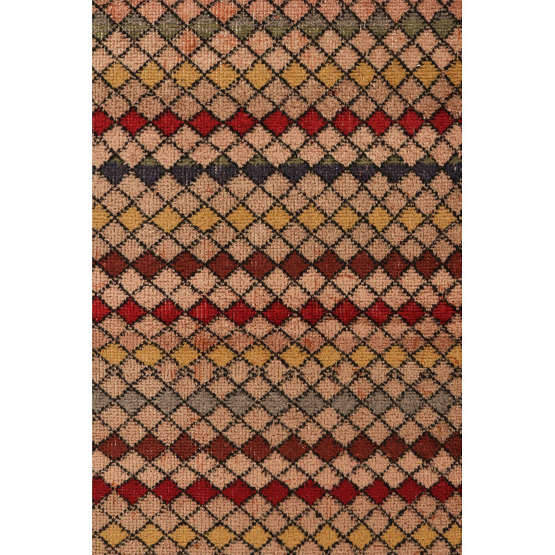 Pasha Wool Geometric Area Rug in Brown/Red/Yellow