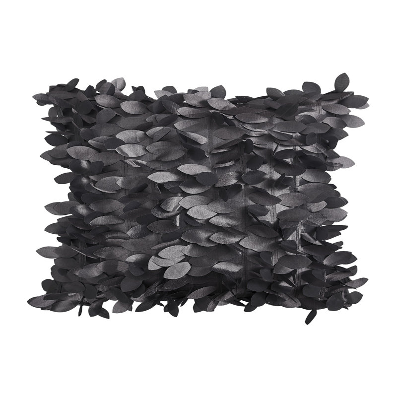 Jeté floral, Housse de coussin seulement - sans insert, Noir
