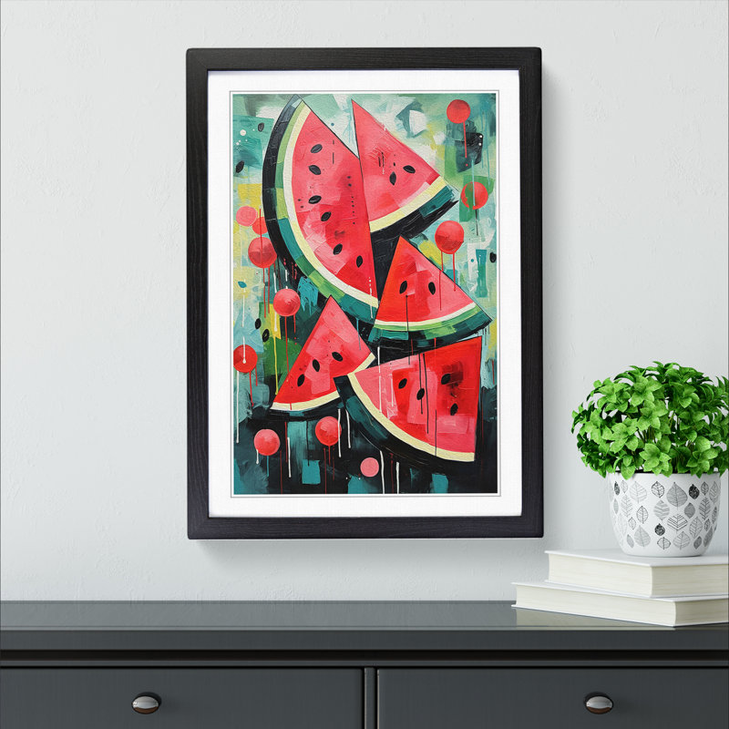Watermelon Abstract - Framed Print, Black, 64cm H x 46cm W x 2cm D