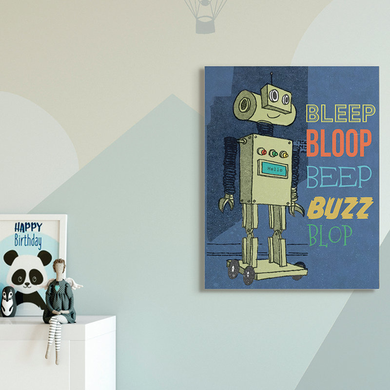 Dessin de robot Ridge Ridge Beep Bloop, Toile tendue, H 40 po x l 30 po