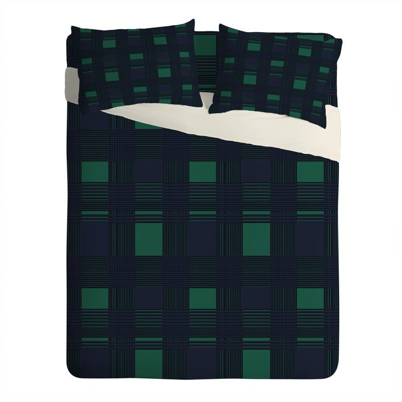 Modern & Contemporary Polyester Plaid Comforter, King Comforter + 2 King Shams