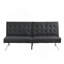 Structure en bois, pieds en acier inoxydable, futon, canapé en PVC noir