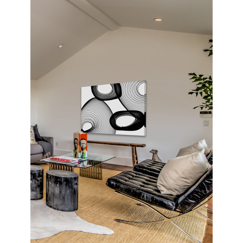 «Abstract Black and White 21-58-07» par Irena Orlov, reproduction d'art sur toile tendue, 30 po x 45 po