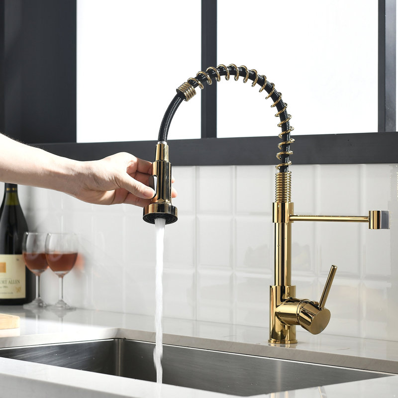 Robinet de cuisine avec douchette rétractable, robinet d'évier de cuisine à poignée simple