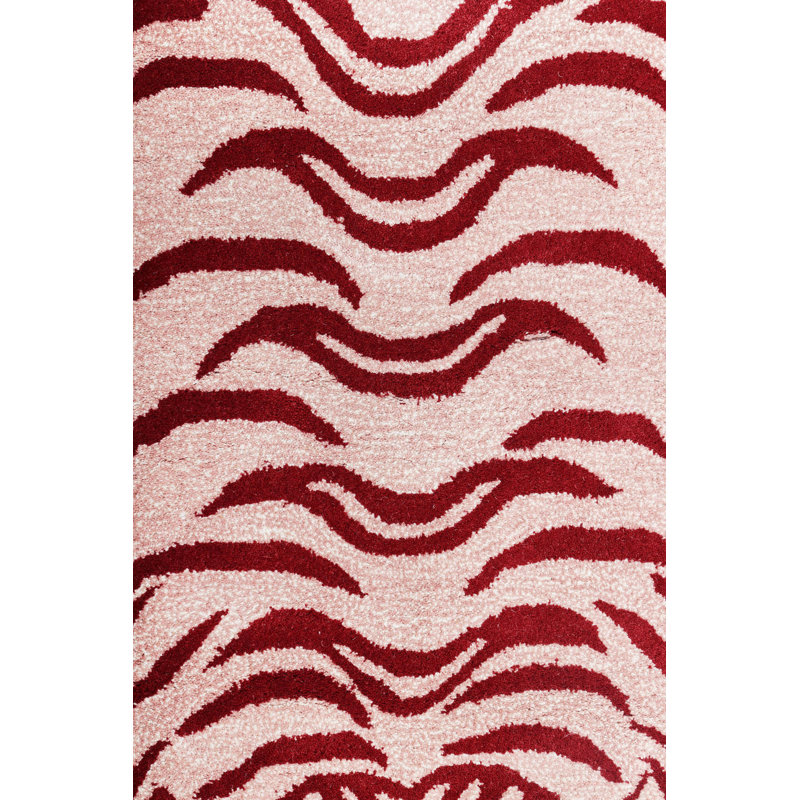 Tapis tigré tibétain fabriqué à la main 60 po x 36 po de Mirzapur, tapis en laine pure pour salon et méditation, Rose