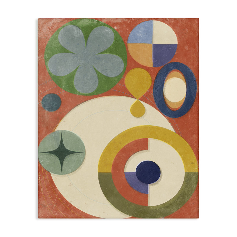  Art mural rétro sur chevauchement de formes par Victoria Barnes, H 48 po x l 36 po