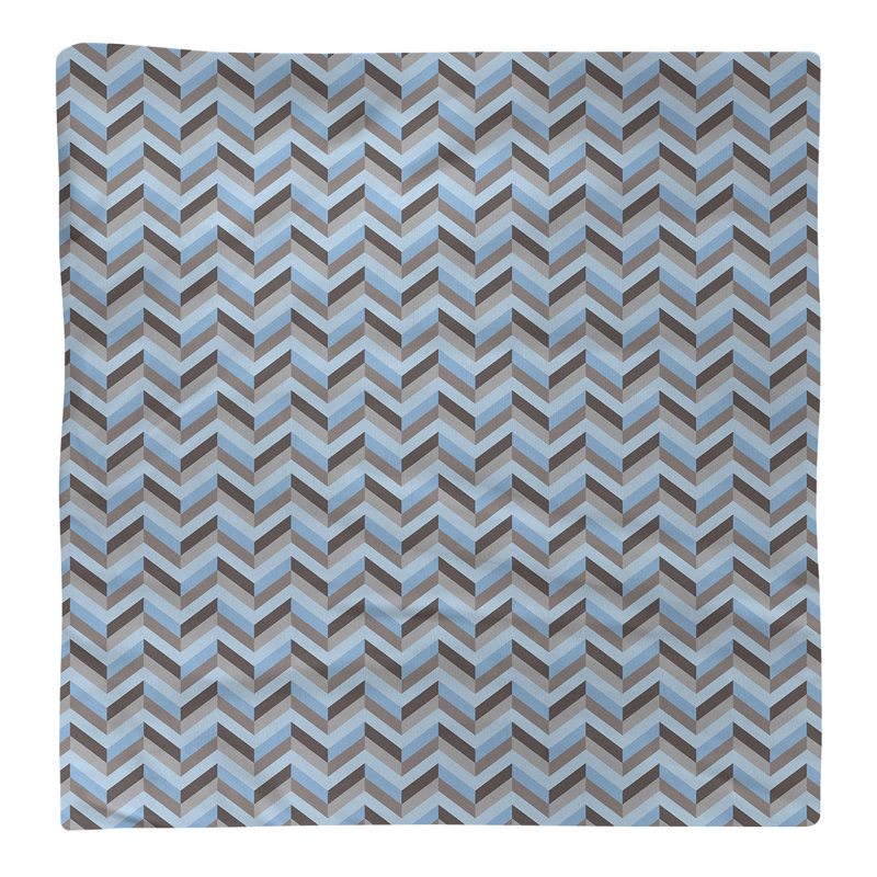Serviette en coton chevron, Bleu / Brun, 0,1 po x 10 po x 10 po, Sergé de polyester