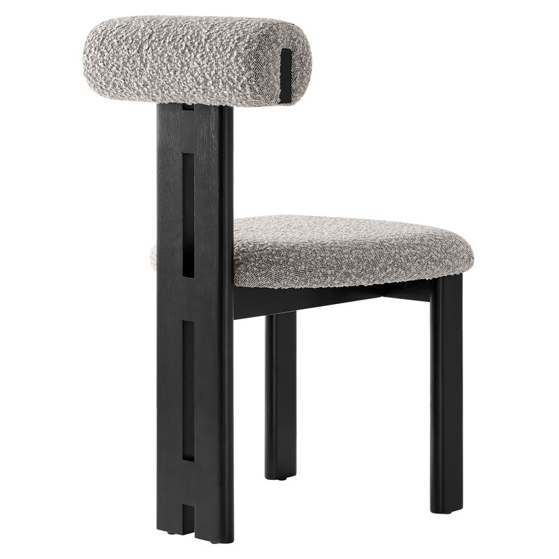 Torian Boucle Fabric Dining Chair Set Of 2, Taupe, Wenge