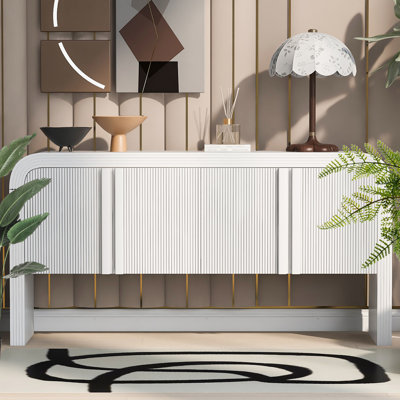 63"W Striped Storage Cabinet with 4 Doors