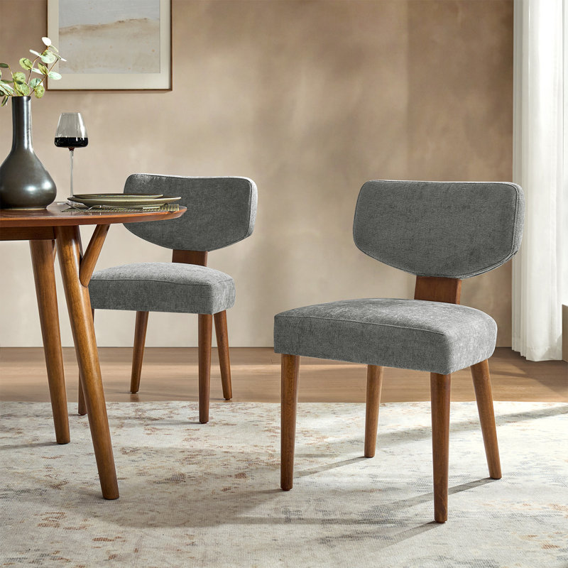 Chaises de salle à manger rembourrées de style Mid-Century, Gris
