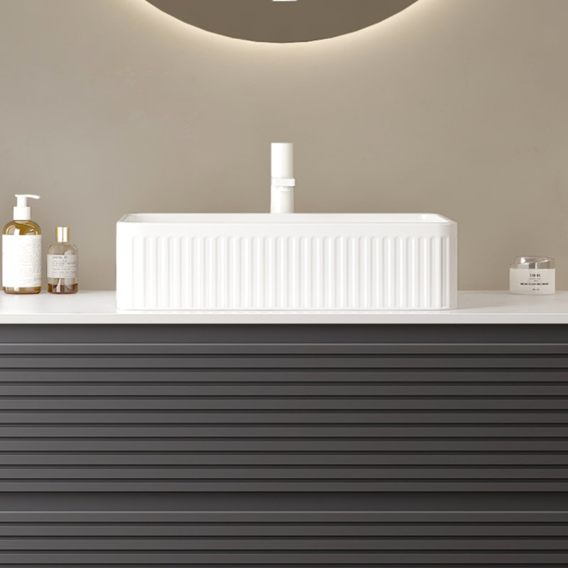 Lavabo vasque de salle de bain en céramique blanche de 20 pouces sans armoire, durable et lavabo, trou de robinet de 1,38 pouce, drain extensible avec couvercle de trou, lavabo scandinave avec durabilité à long terme, moderne