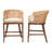 Ceiran Bohemian Light Honey Rattan And Wood 2-Piece Counter Stool Set