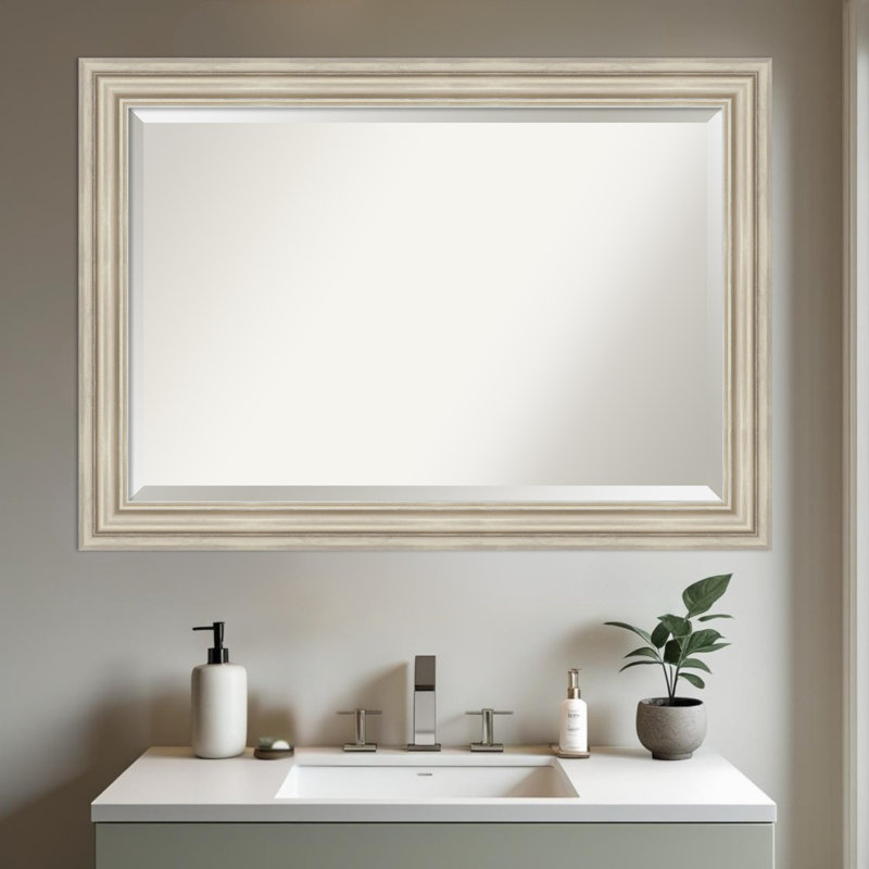 Miroir mural de salle de bain Sierra, 29,5 po x 23,5 po, Argent argent