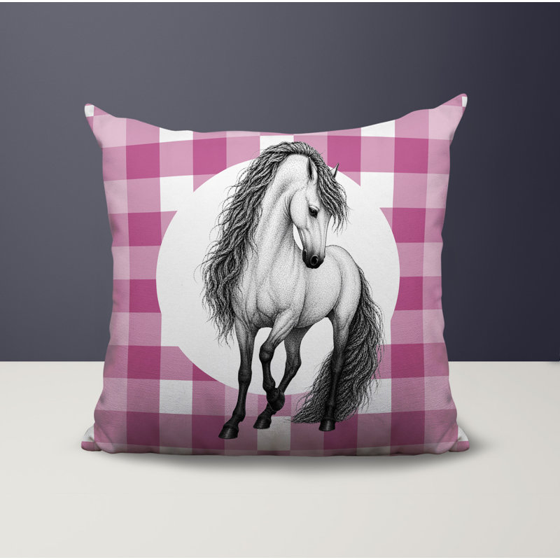 Coussin réversible Horse, 18 x 18, Magenta