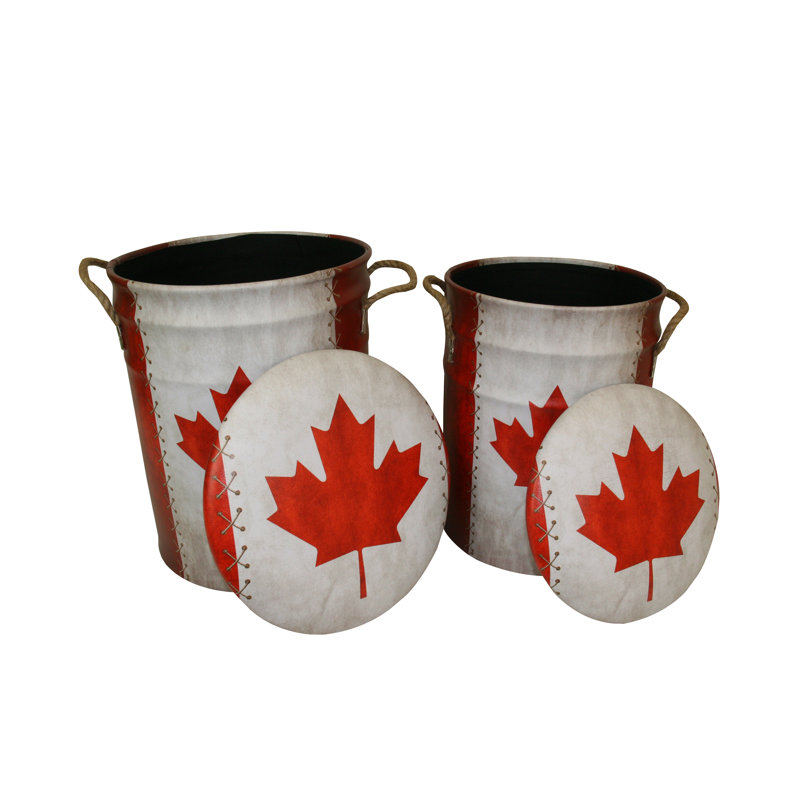 Ensemble de tabourets décoratifs 2 pièces canada flag Henegar