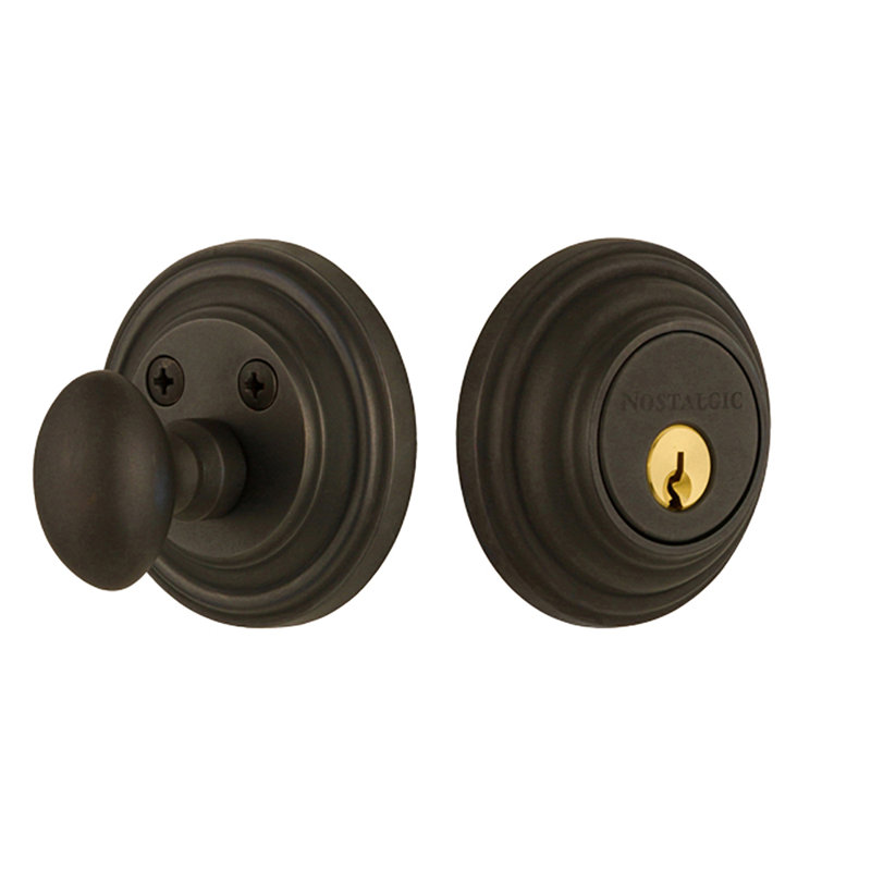 Pêne dormant à cylindre simple Nostalgic Warehouse Classic Rosette, 2.75", Bronze huilé, Clé identique