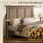 Ensemble de chambre à coucher classique en bois massif 3 pièces, comprenant un très grand lit de 65 po et deux tables de chevet, brun clair-515599562-515599561
