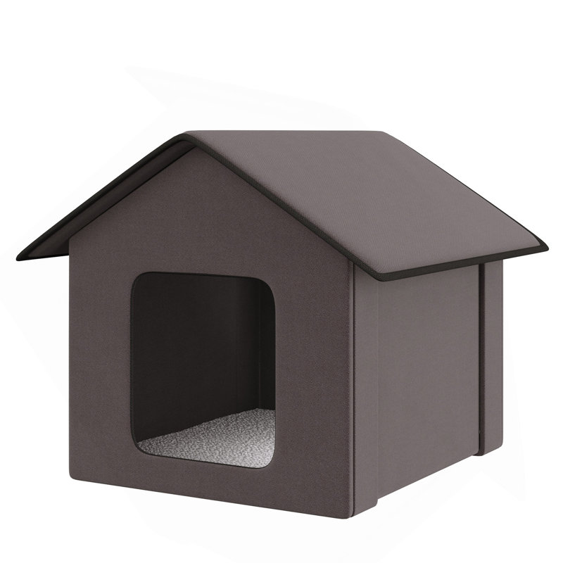 Abris chauffant pour chat pour l'extérieur et l'intérieur, abri portatif pour chat, imperméable et isolé, brun