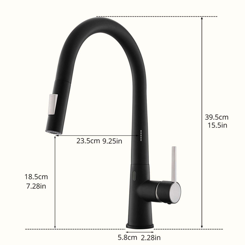 HOOSENG Pull Down Touchless Kitchen Faucet, Matte Black