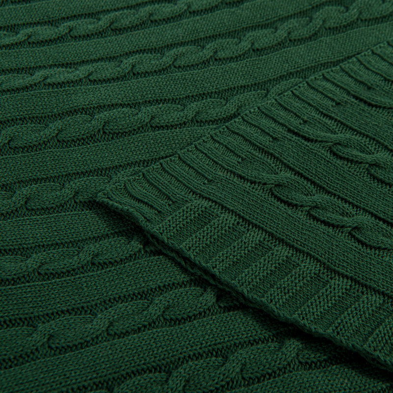 Jeté tricoté, jeté 100% pur coton, lavable à la machine, confortable - NTBAY, Vert foncé, L 80 po x l 60 po 