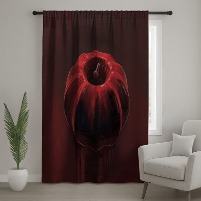 Rideaux de fenêtre rouge en citrouille métallique, voilages et rideaux occultant - 1 panneau