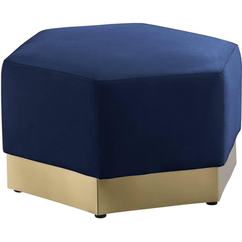 Marquis 26.75" Wide Cocktail Ottoman, Navy Velvet