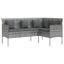 L-shaped Couch Sofa Set 5 Piece with Cushions Poly Rattan-25116266-25116267-25116264