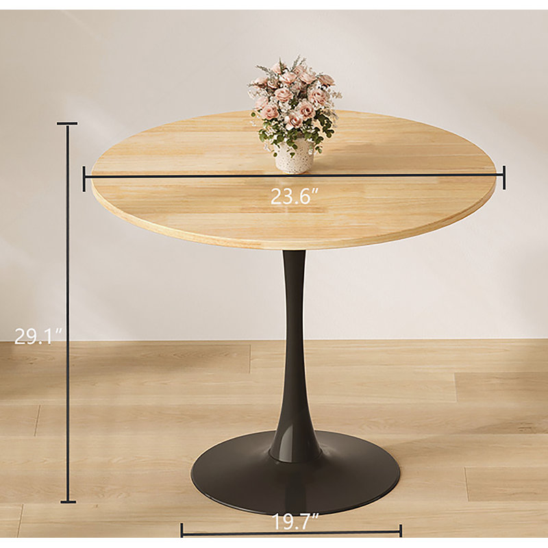 Table de salle à manger Gedin, Naturel, Noir, H 29,1 po x L 23,6 po x l 23,6 po