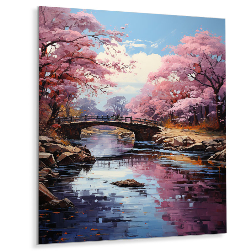 Art asiatique fleur de cerisier I - décoration murale asiatique en métal, H 40 po x l 30 po x P 1 po