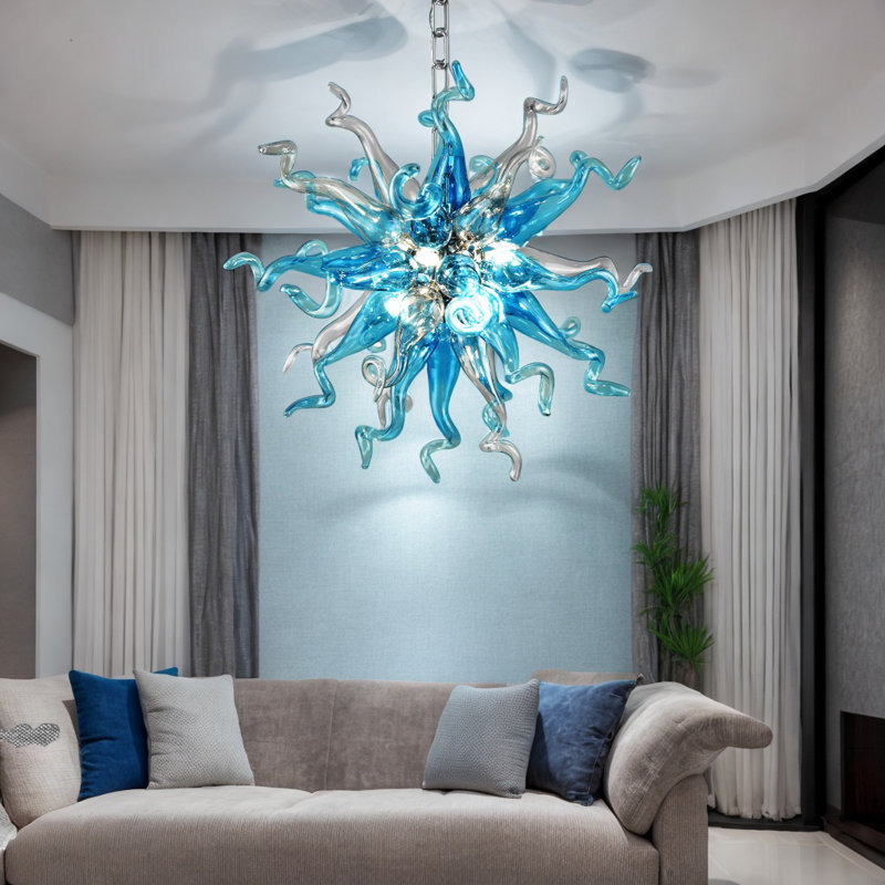 Lustre en verre soufflé à la main de luxe Morden pour le salon, la chambre à coucher et la salle de réception 