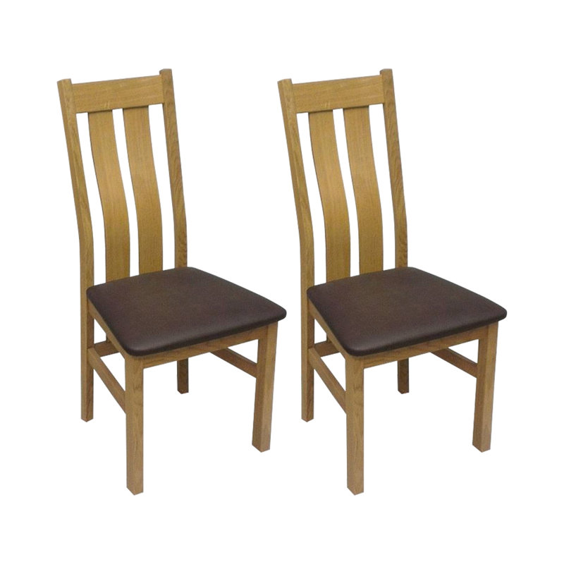 Rayleigh 48cm H Genuine Leather Upholstered Slat Back Dining Chair