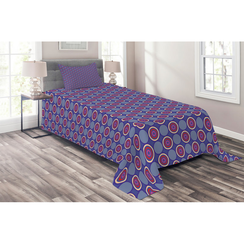 Modern & Contemporary Polyester Paisley Coverlet, Twin Bedspread + 1 Sham