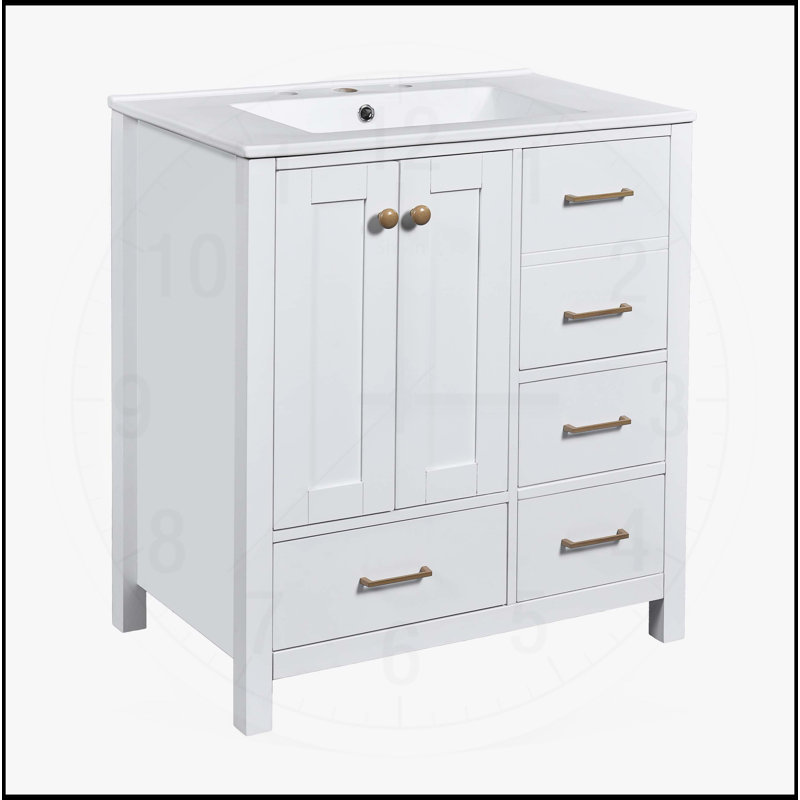Meuble-lavabo 30 po avec lavabo en céramique, Blanc