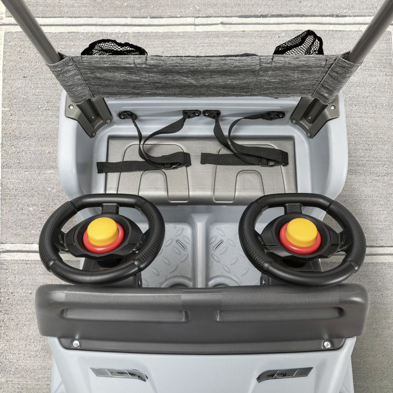 Gray Dual-Seater Push Around SUV with Canopy and Storage