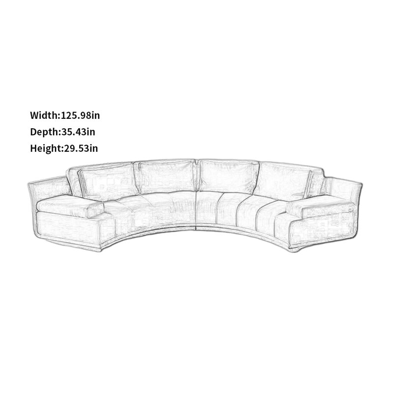 Canapé simple et créatif, Tissu bleu clair, H 29,53 po x l 125,98 po x P 35,43 po