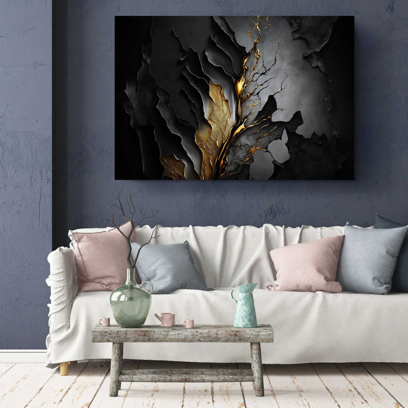 Luxe, art abstrait sur toile, H 24 po x l 36 po x P 1 po